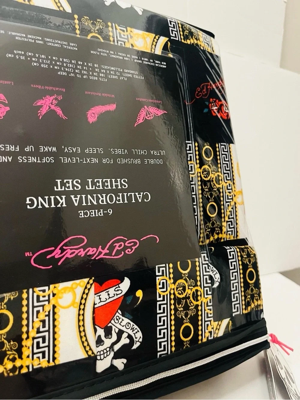 Ed Hardy 6 Piece California King Size Sheet Set Skulls Love Kills Slowly